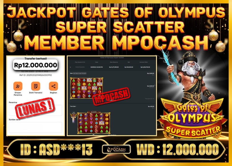 MPOCASH JACKPOT GATES OF OLYMPUS SUPER SCATTER